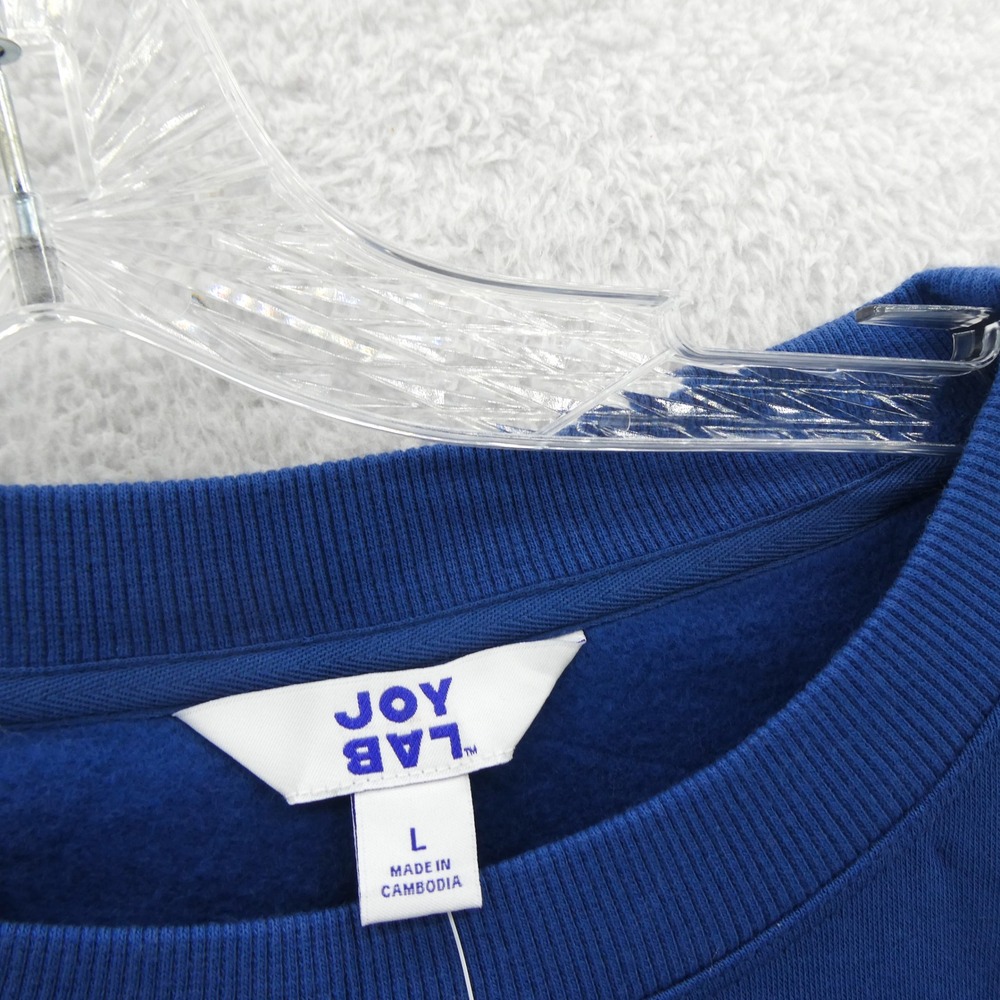 JoyLab Sweatshirt Womens Large Boxy Fit Blue Cropped Elastic Waist Thumbhole New - Picture 4 of 9